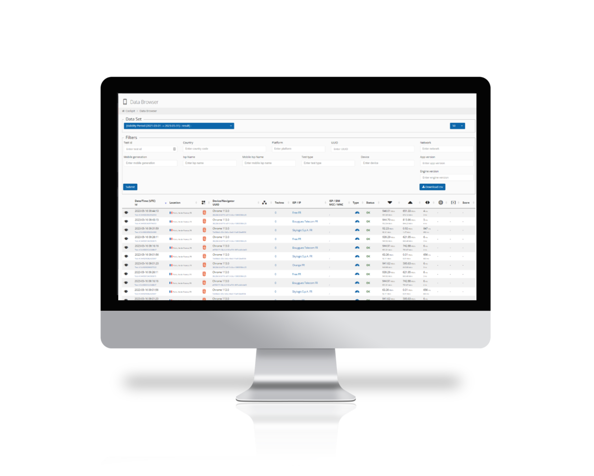The nPerf cockpit, our comprehensive platform for data analysis